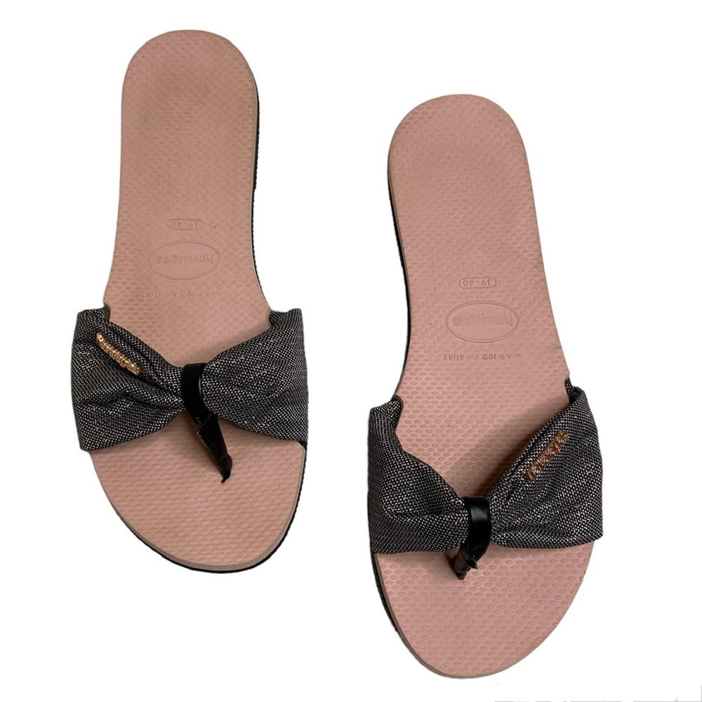 HAVAIANAS St. Tropez Shine Sandals Black Ballet Rose